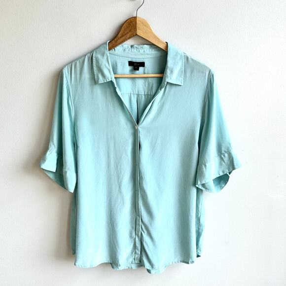 J. Crew 100% Silk Short Sleeve Blouse Sz XL - Picture 1 of 5